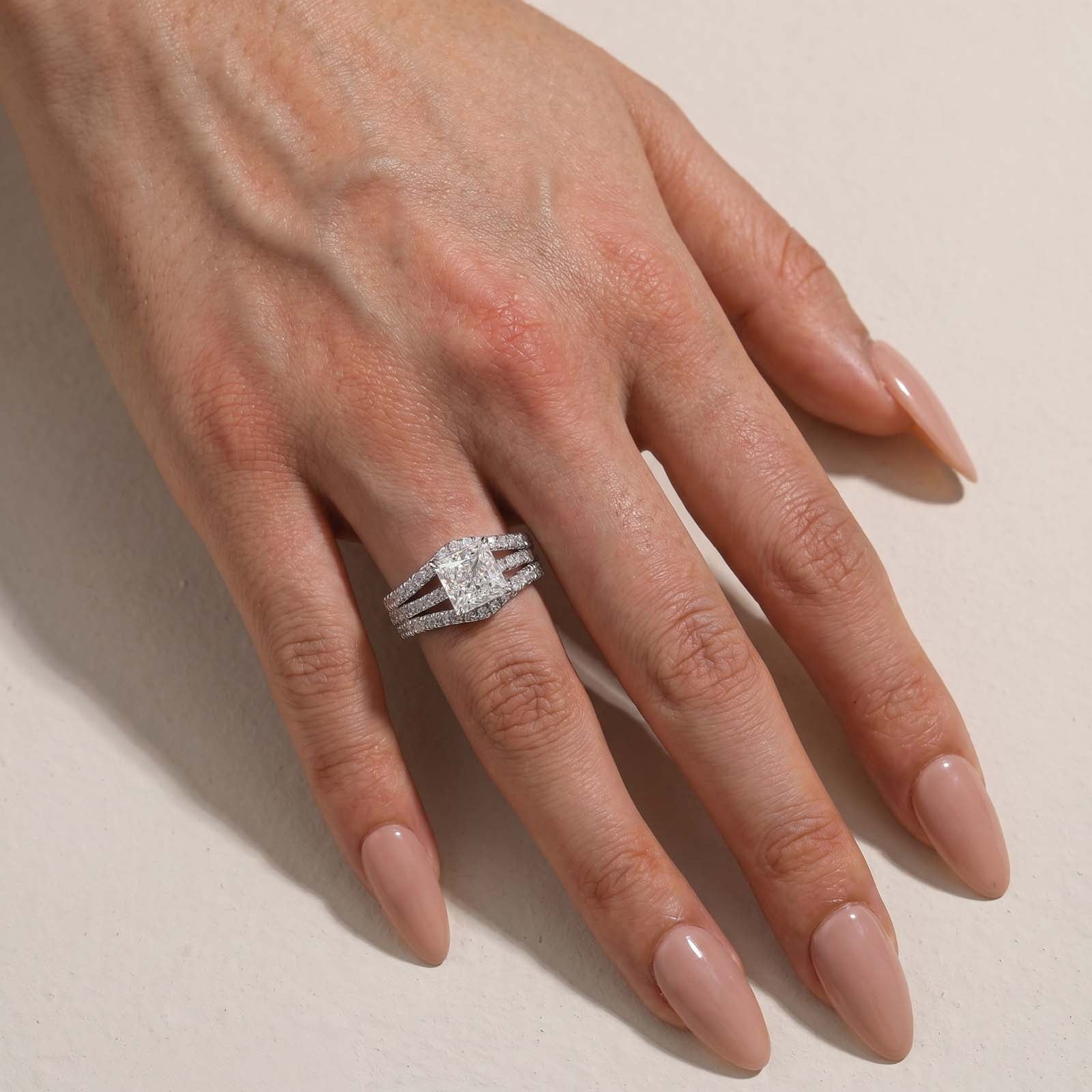S925 2.0Ct Princess Cut Insert 2PC Wedding Ring Set In Sterling Silver Engagement Ring with Enhancer Band