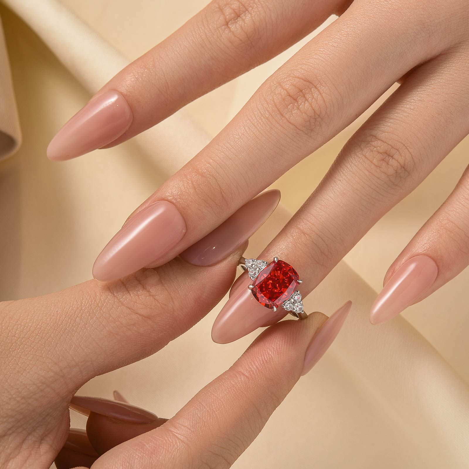 4.0Ct Cushion Cut Side Stone Engagement Ring Travel Ring In Sterling Silver - louilyjewelry