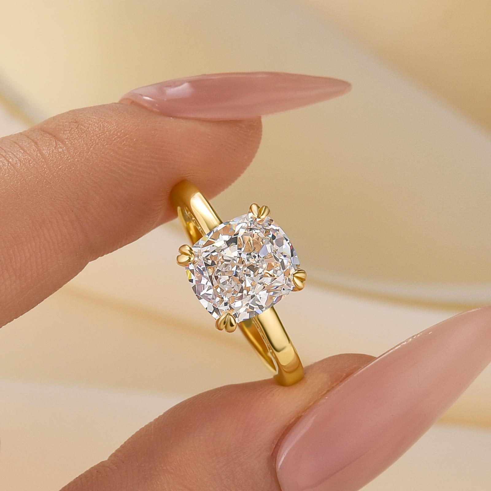 Louily 3.0Ct Cushion Cut Solitaire Engagement Ring In Sterling Silver - louilyjewelry