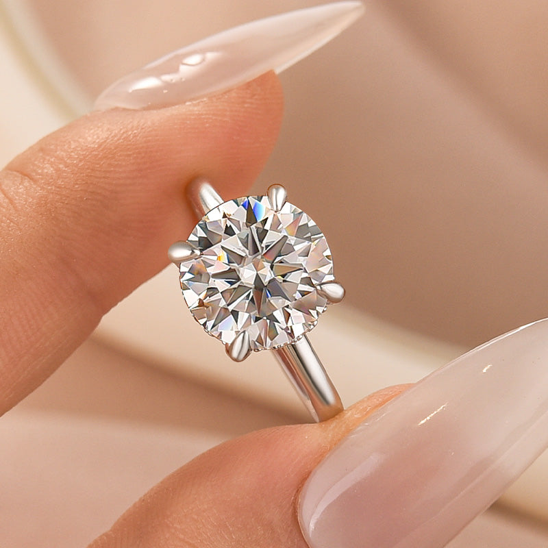 Louily Moissanite 2.0~4.0 Carat Round Cut Promise Ring