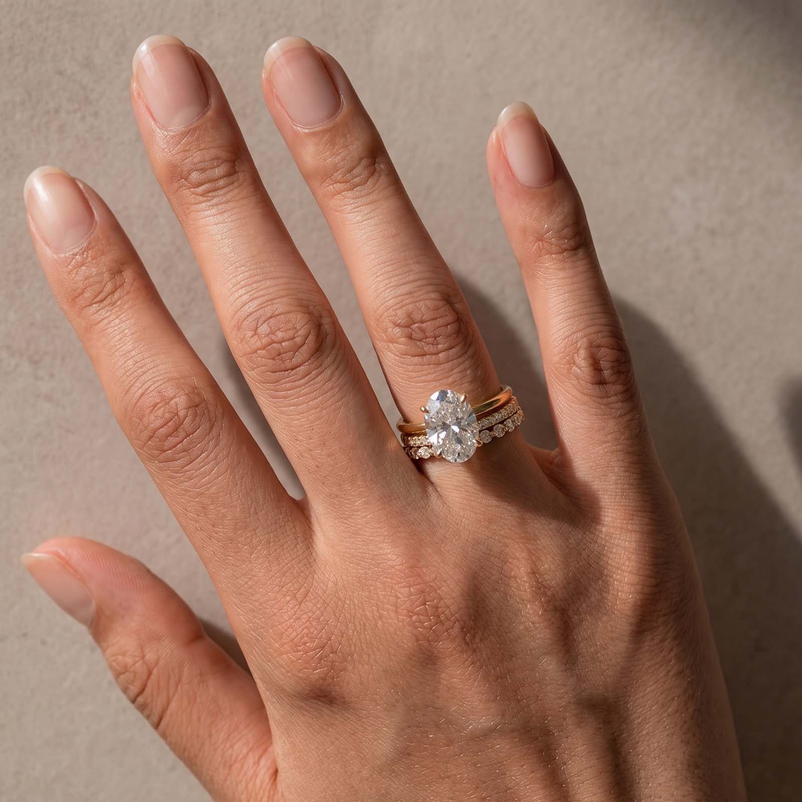 S925 4.0Ct Oval Cut Hidden Halo Engagement Ring & Full Eternity 1.5Ct Round Cut Wedding Band Bridal Ring Sets