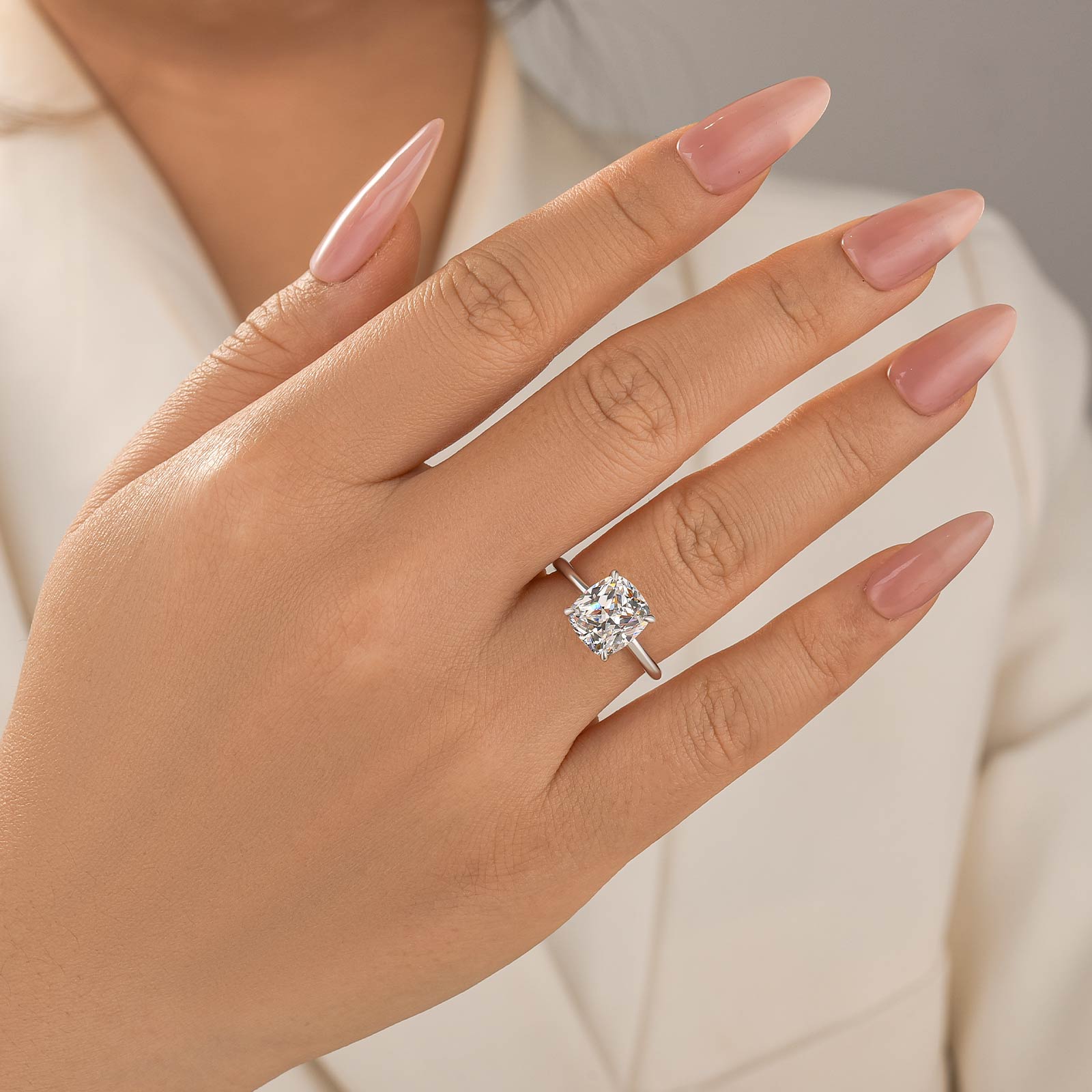 S925 3.0Ct~5.5Ct Cushion Cut Engagement Ring For Everyday Wear In Sterling Silver