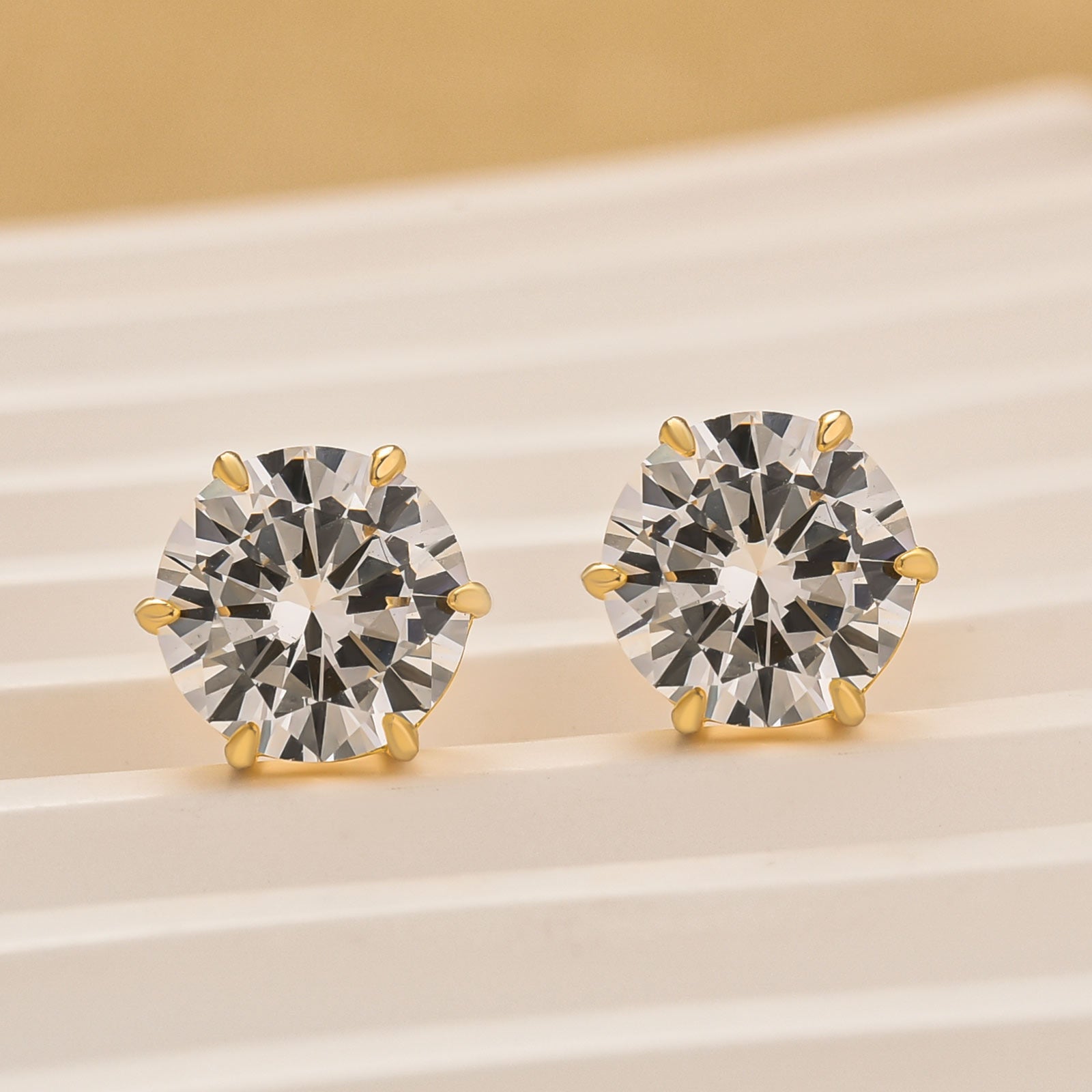 Classic 2.0Ct Round Cut 6 Prong Stud Earrings In Sterling Silver