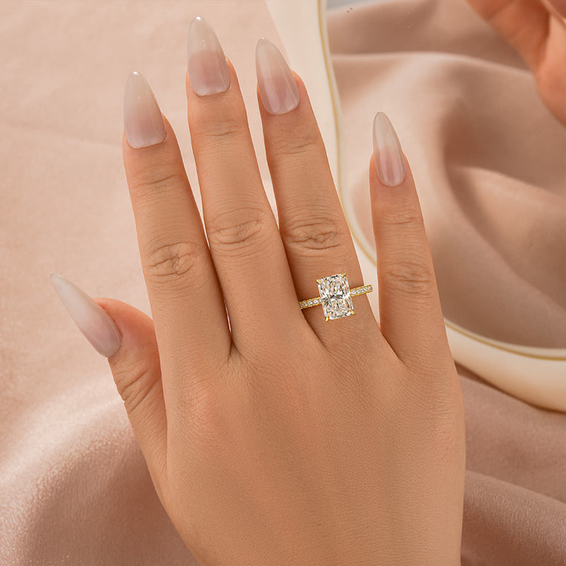 Louily Romantic Moissanite 3.5Ct Radiant Cut Engagement Ring in Sterling Silver