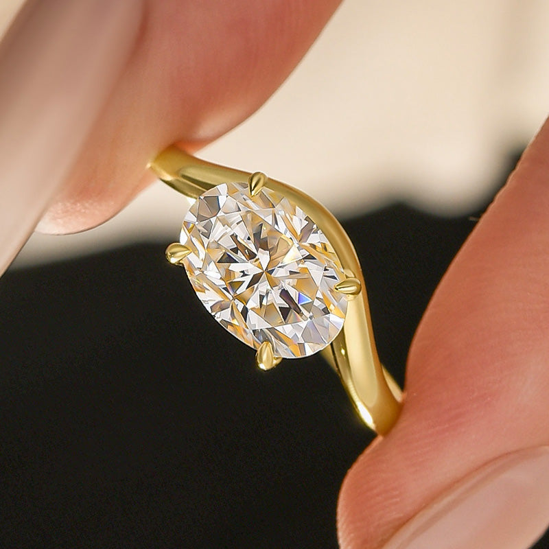 S925 Moissanite 2.5Ct Oval Cut Solitaire Ring Promise Ring For Everyday Wear