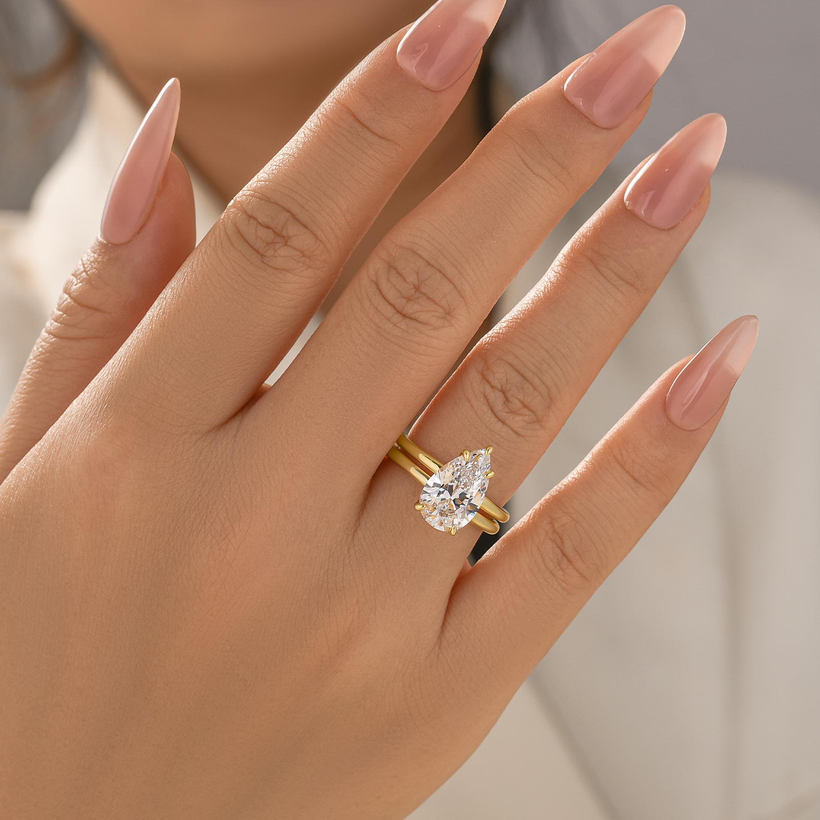 S925 2PC 40Ct Solitaire Pear Cut Wedding Set For Women - louilyjewelry