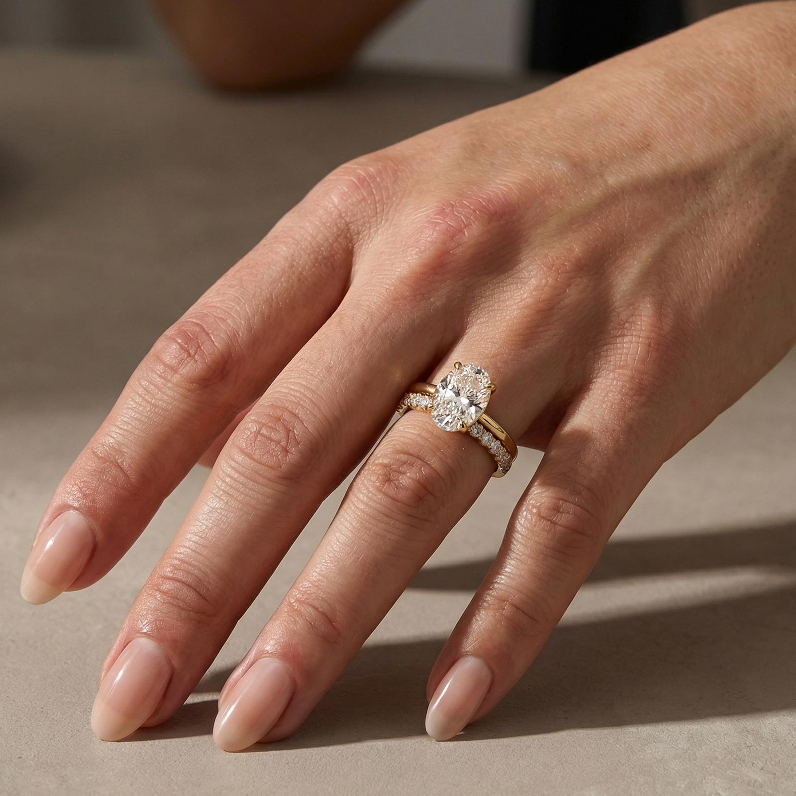 S925 4.5Ct Oval Cut Solitaire Engagement Ring in Sterling Silver with Open Round Cut Eternity Wedding Band