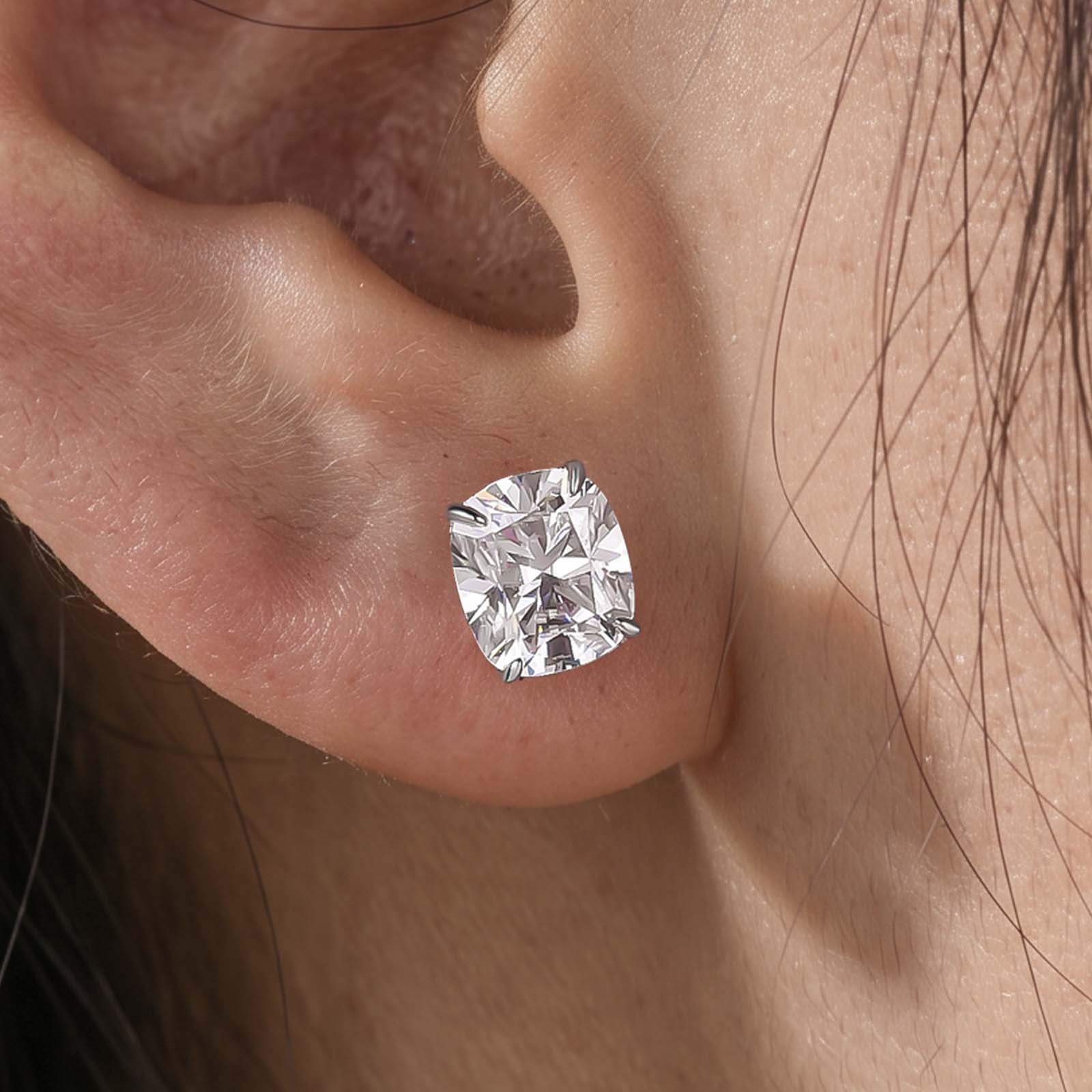 S925 Moissanite 1.5Ct*2 Cushion Cut Stud Earrings Matching Bridal Jewelry Set