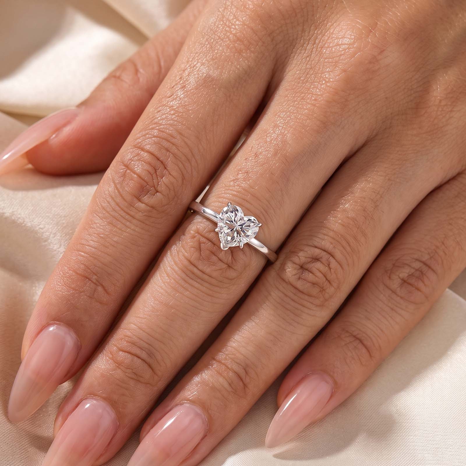 S925 Moissanite 1.0Ct Heart Cut Promise Ring Everyday Wearable Ring For Exquisite Birthday Gift