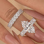S925 2PC 4.0Ct Marquise Cut Engagement Ring with Radiant Cut Wedding Band - louilyjewelry