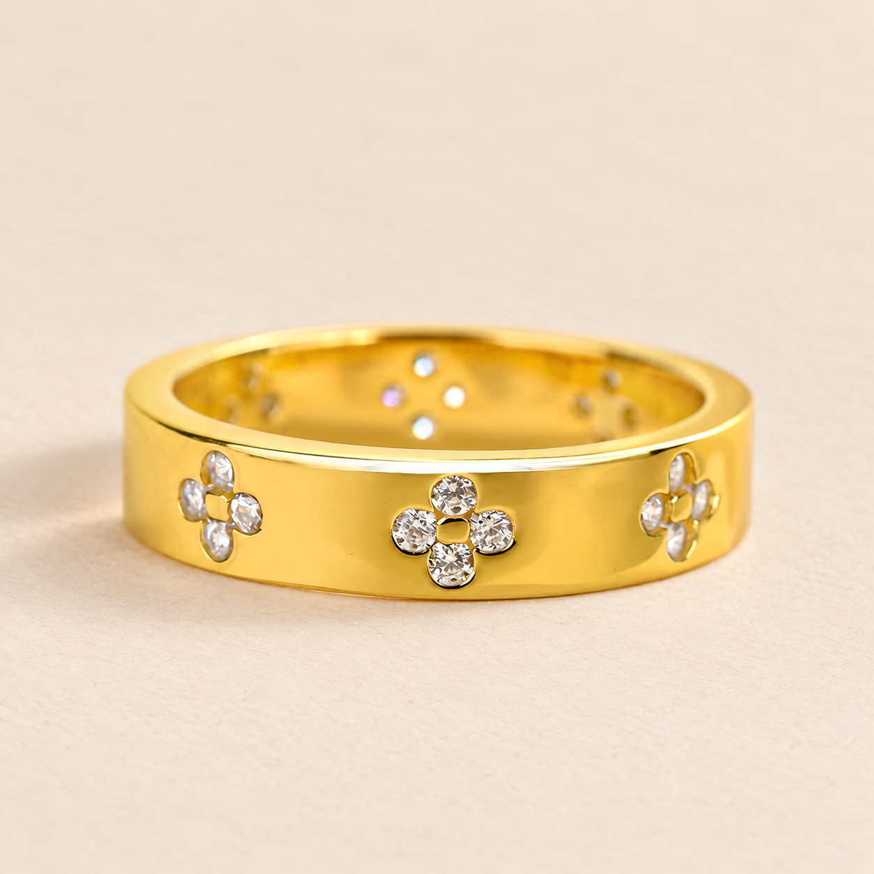 Louily Noble 18K Yellow Gold-Plated Wide Wedding Band