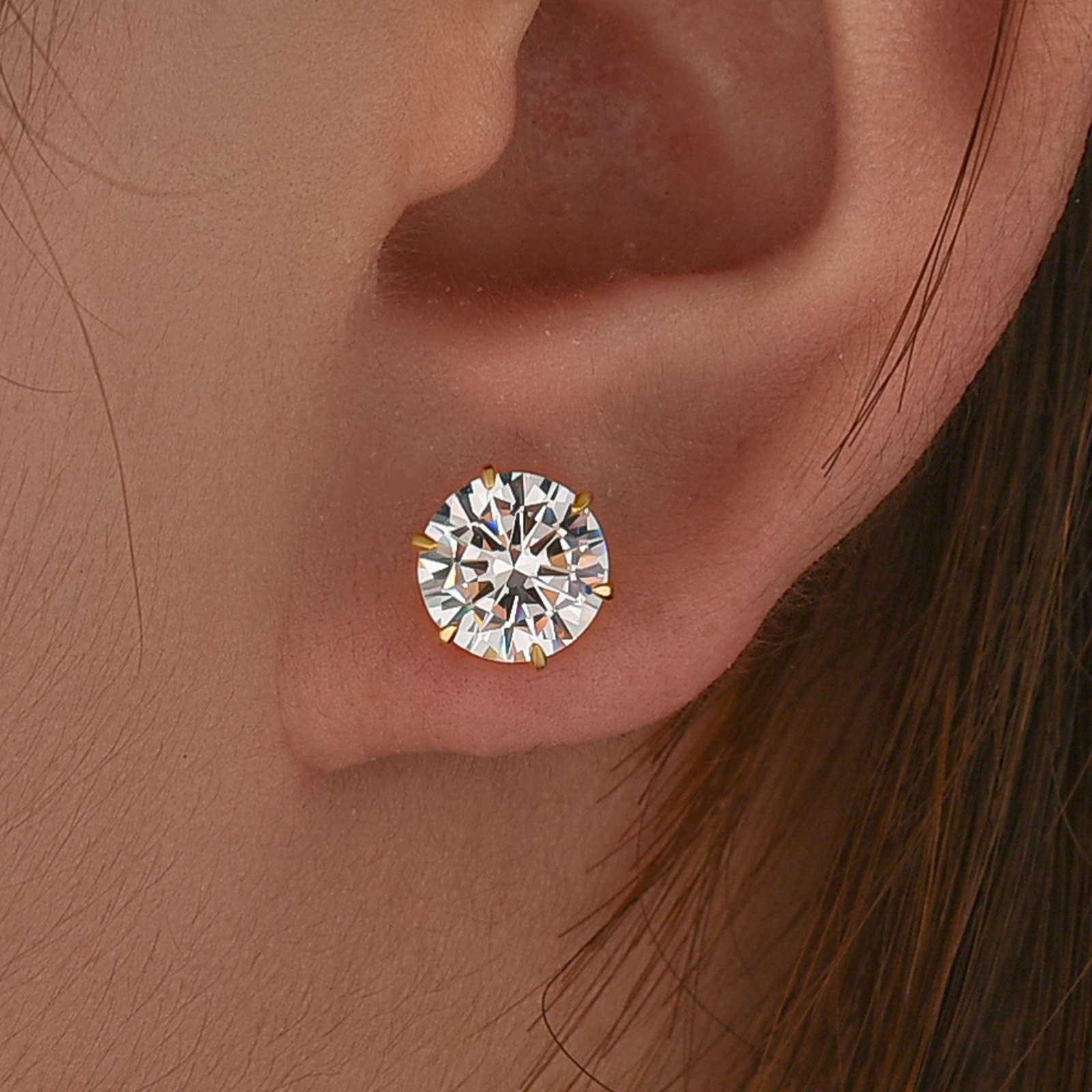 Classic 2.0Ct Round Cut 6 Prong Stud Earrings In Sterling Silver