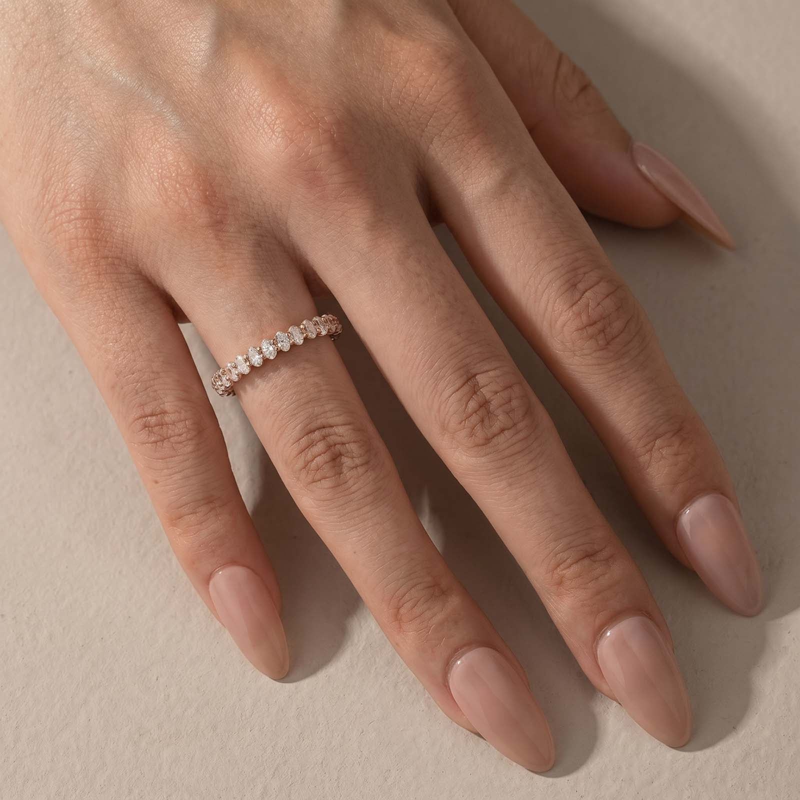 S925 Moissanite 3.0 Ct Oval Cut Stackable Ring Full Eternity Wedding Band for Women