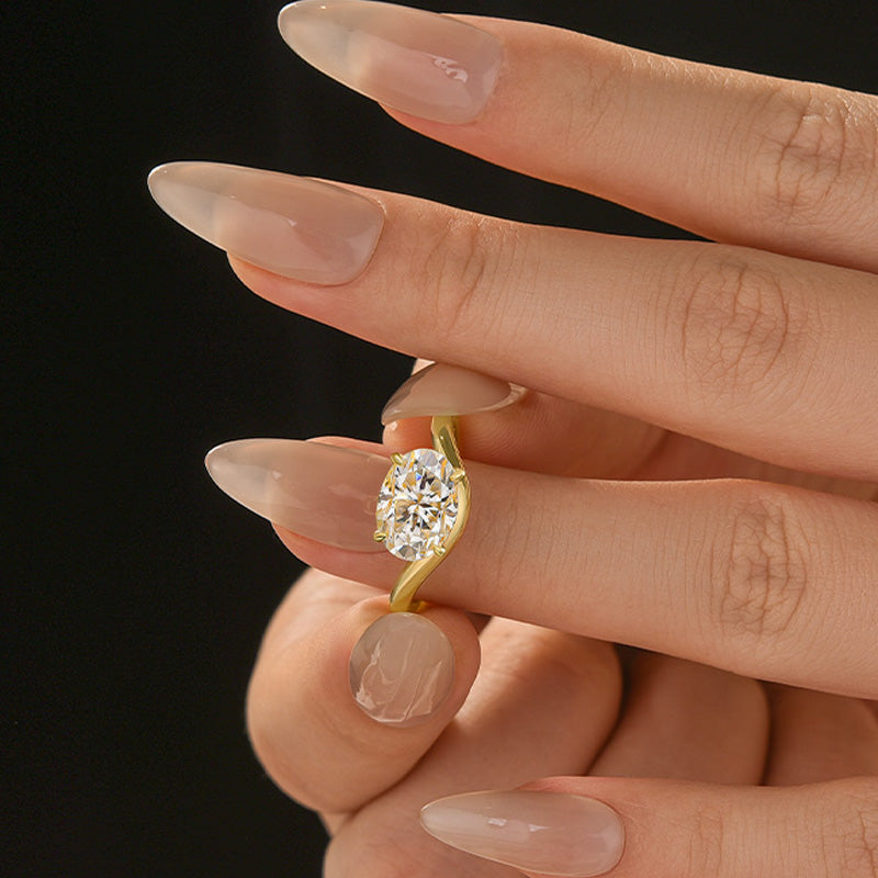 S925 Moissanite 2.5Ct Oval Cut Solitaire Ring Promise Ring For Everyday Wear