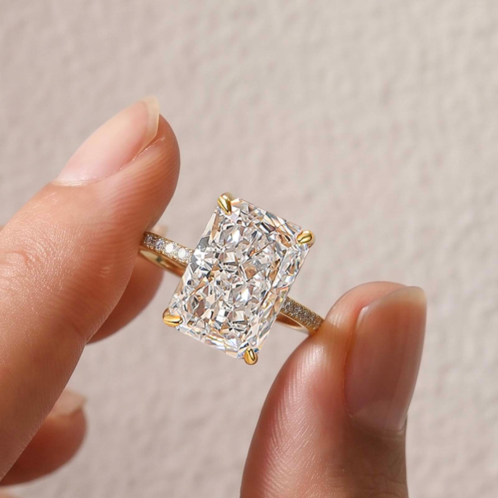 S925 7.0Ct Simulated Diamond Radiant Cut Engagement Ring Or Enhancer Wedding Set In Sterling Silver