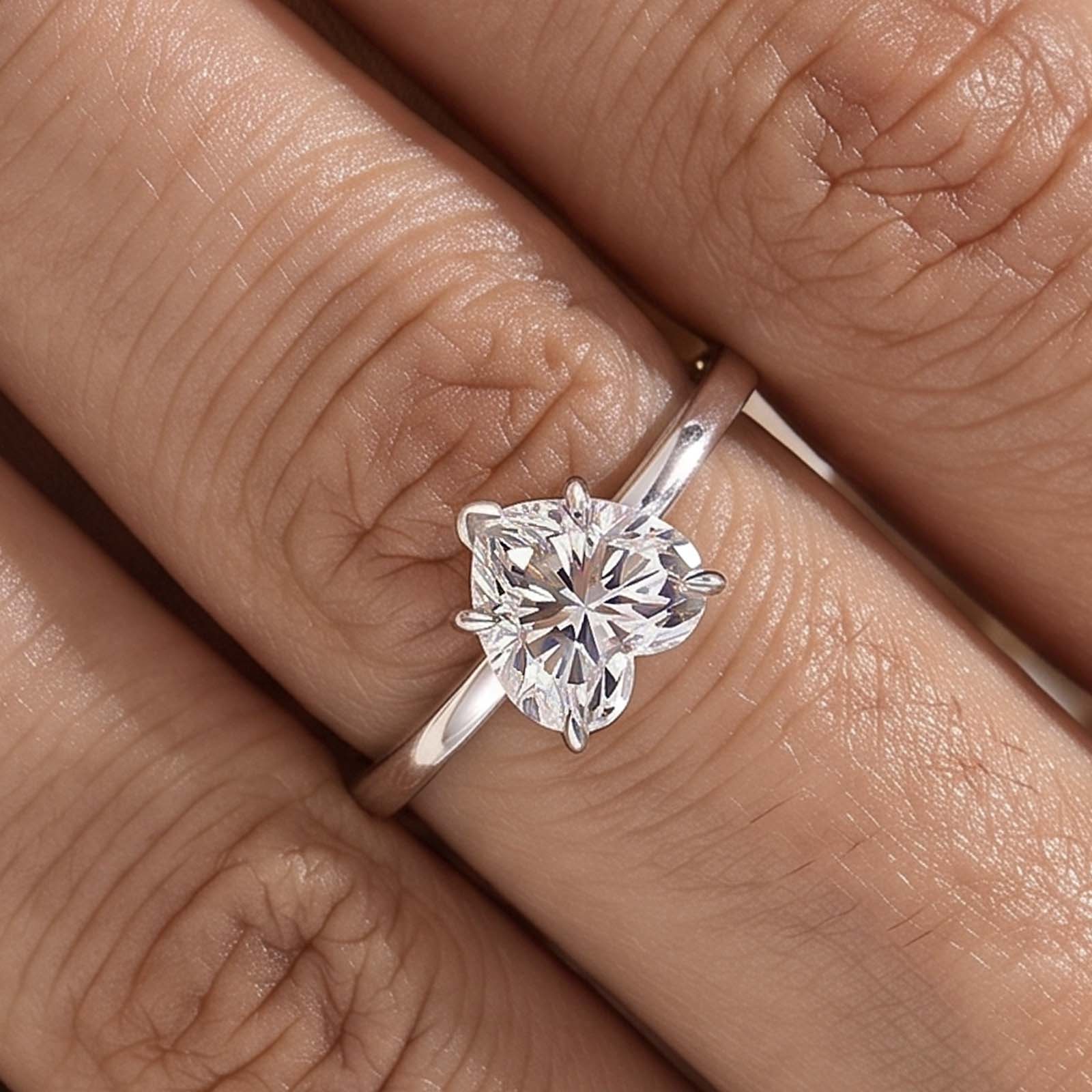 S925 Moissanite 1.0Ct Heart Cut Promise Ring Everyday Wearable Ring For Exquisite Birthday Gift