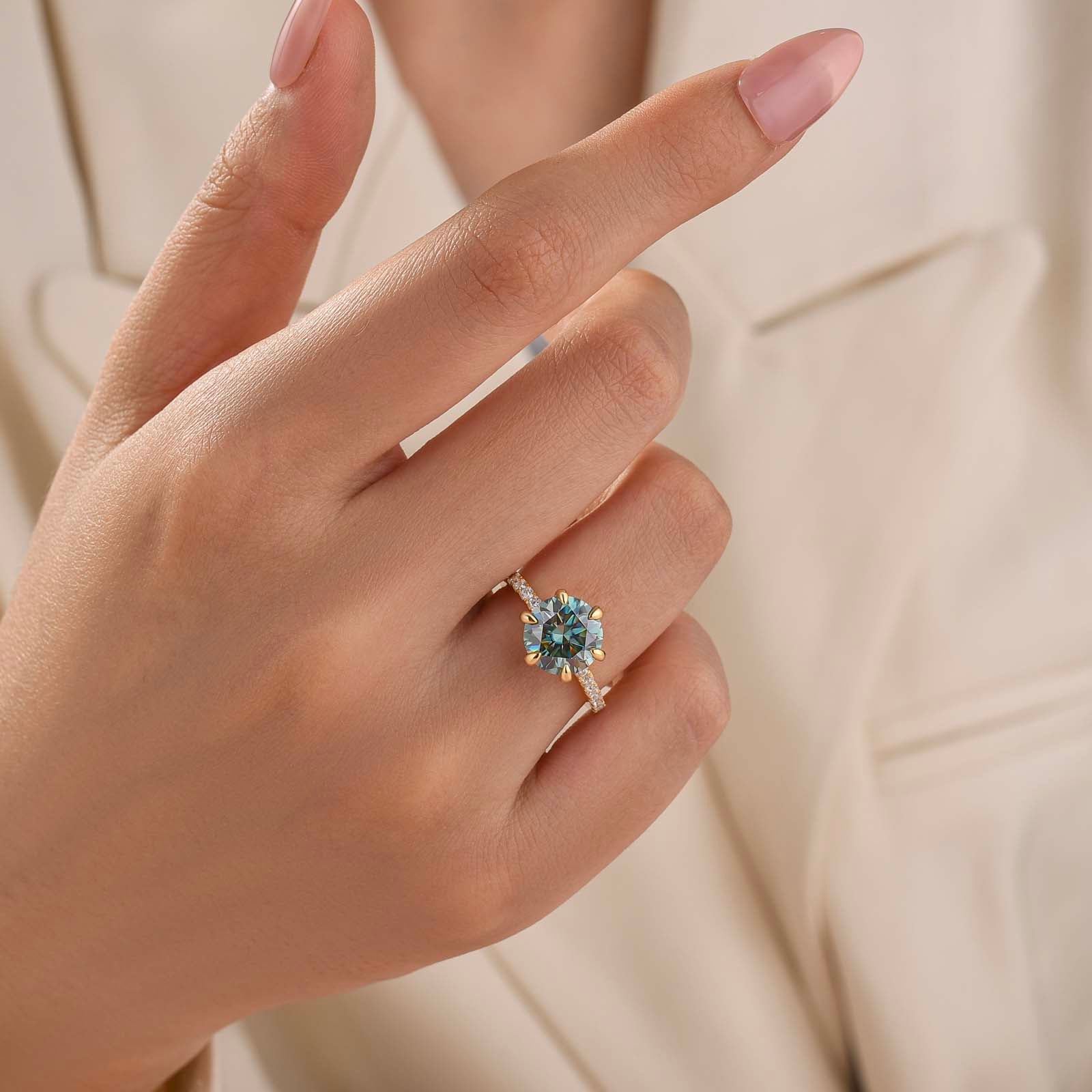 S925 Moissanite 3.0Ct Round Cut Women's Engagement Ring/Wedding Set For Everyday Wear
