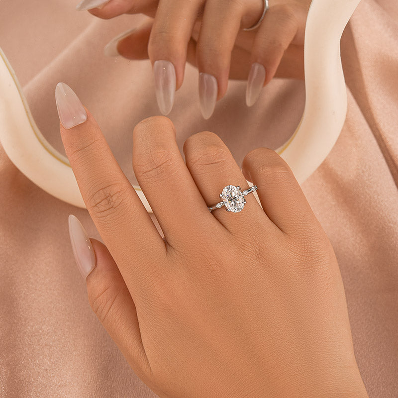 Moissanite 2.5Ct Oval Cut White Gold Engagement Ring
