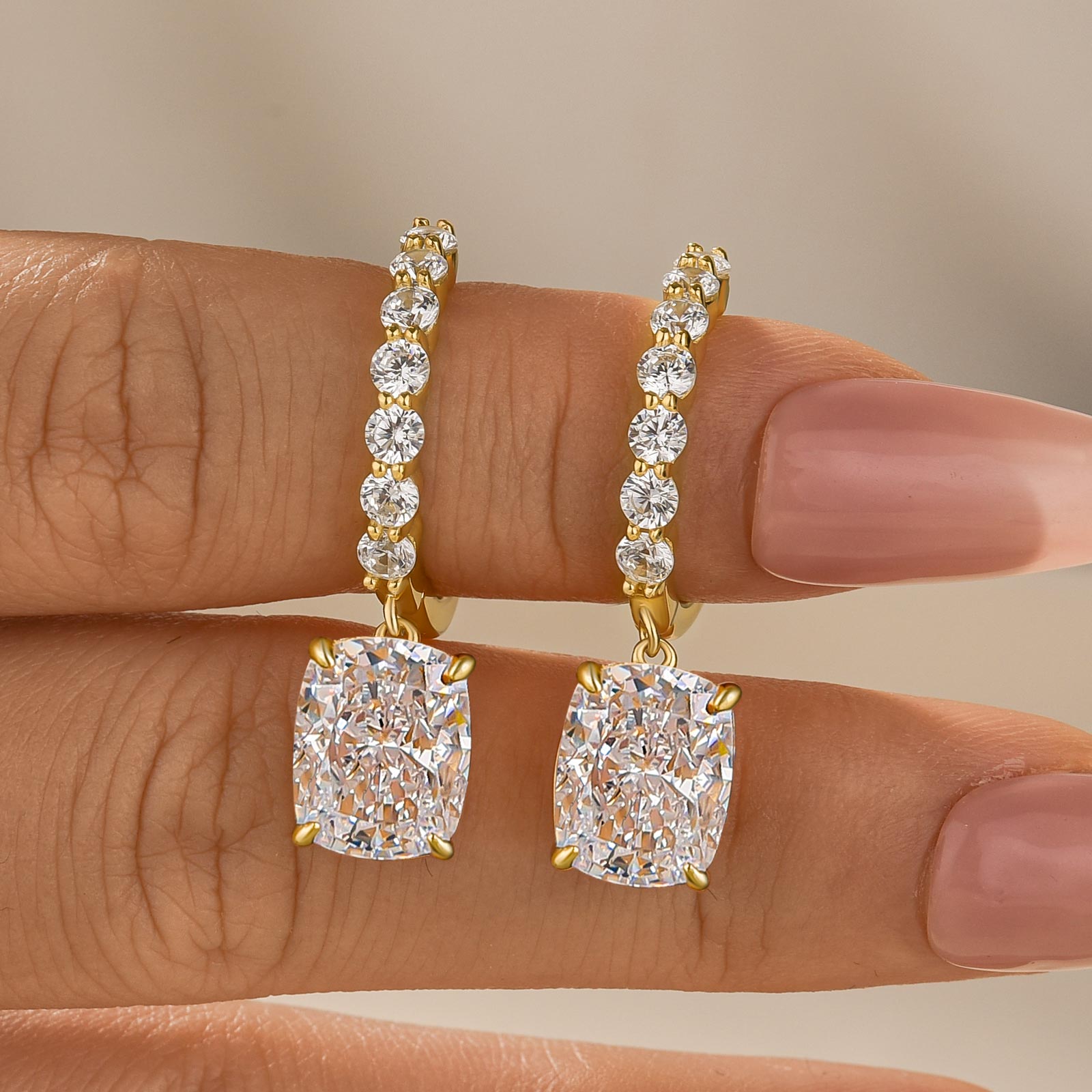 Louily Unique 4.0 Carat Cushion Cut Yellow Gold Earrings In Sterling Silver - louilyjewelry