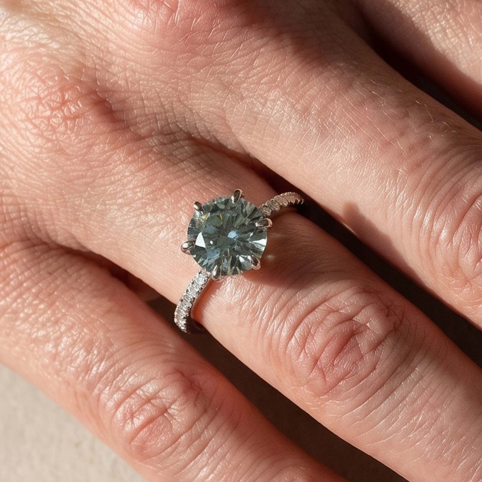 S925 Moissanite 3.0Ct Round Cut Women's Engagement Ring/Wedding Set For Everyday Wear
