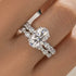 Moissanite 2PC 4.0Ct Oval Cut Engagement Ring With Round Cut Wedding Band Wedding Ring Set - louilyjewelry