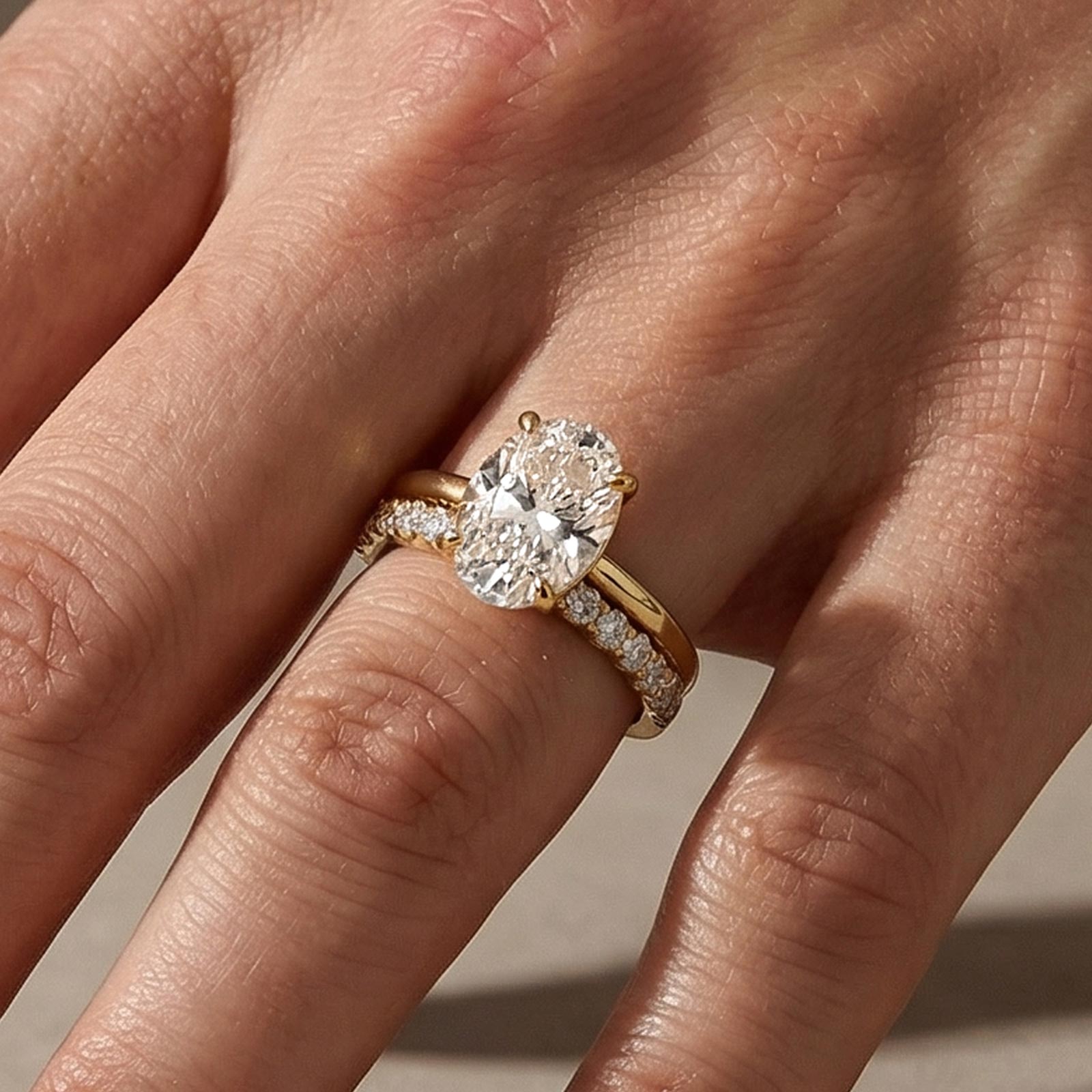 S925 4.5Ct Oval Cut Solitaire Engagement Ring in Sterling Silver with Open Round Cut Eternity Wedding Band