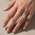 Cushion Cut Bridal Ring Styled on Woman’s Hand