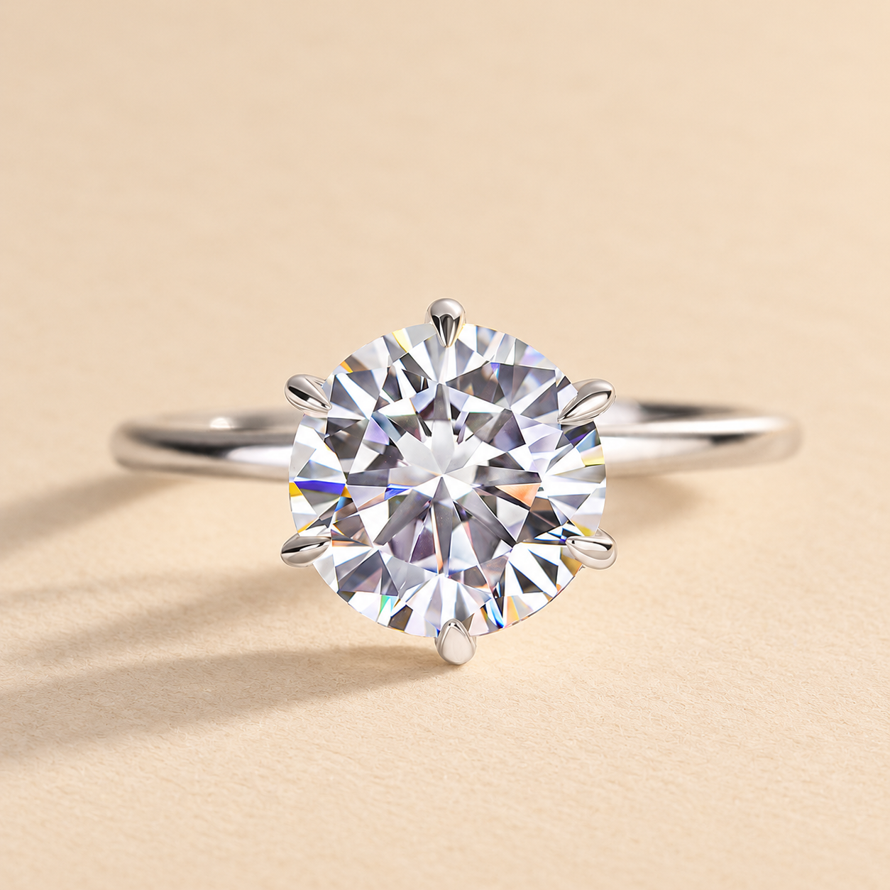 2.0Ct Moissanite 6 Prong Round Cut Promise Ring