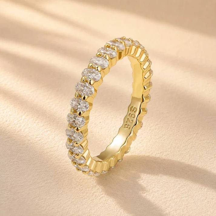S925 3.0Ct-8.5Ct Eternity Oval Cut Wedding Band For Women In Sterling Silver