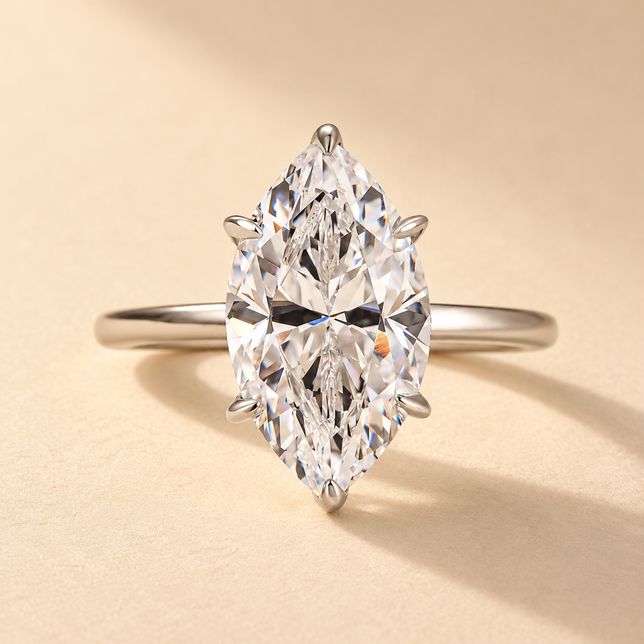 Louily Fashion Marquise Cut Women's Engagement Ring In Sterling Silver