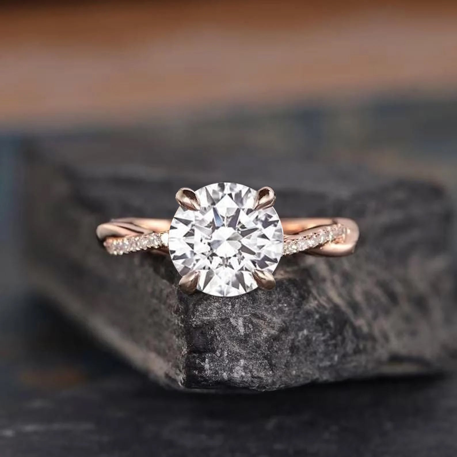 Louily 2.0 Carat Twist Round Cut Engagement Ring In Sterling Silver - louilyjewelry