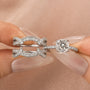 S925 Moissanite 2Ct Cushion Cut Wedding Ring & Twisted Pave 1.17Ct  Band 2PC Enhancer Bridal Ring Set
