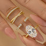 4PC 5.0Ct Oval Cut Hidden Halo Wedding Ring Set with Unique Wedding Band - louilyjewelry