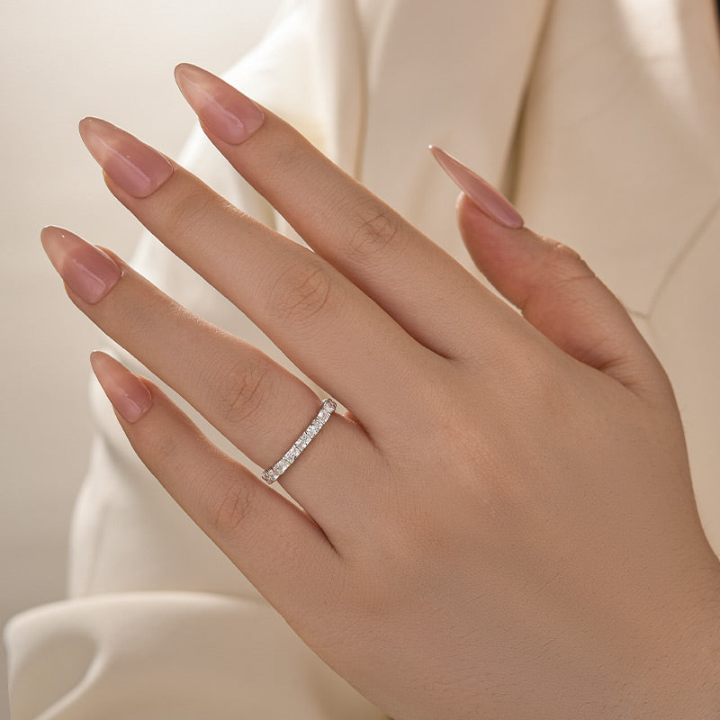 Elegant Radiant Cut Yellow Gold Women's Wedding Band In Sterling Silver - louilyjewelry