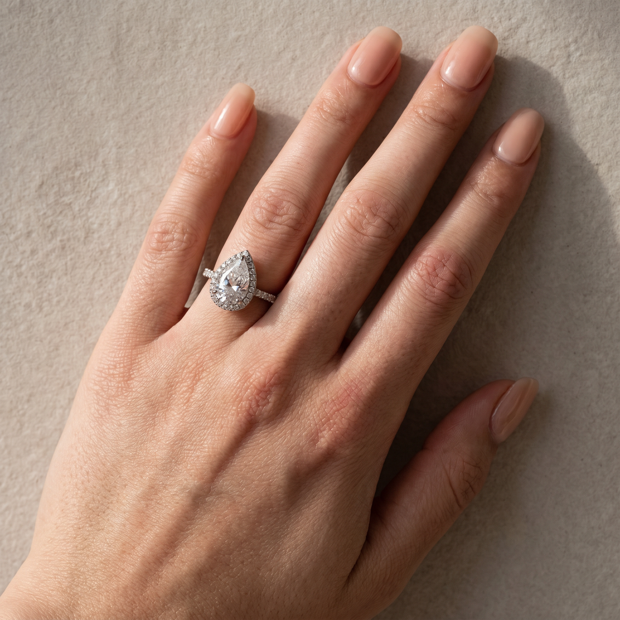 Louily Halo 2.2Carat Pear Cut Engagement Ring In Sterling Silver