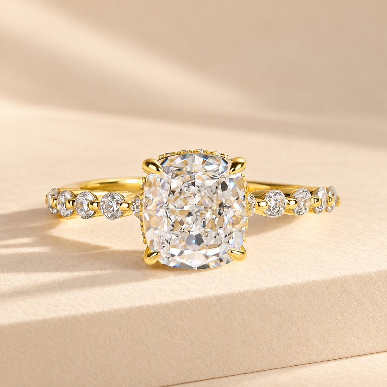 Louily Exquisite 2.0Ct Cushion Cut Engagement Ring