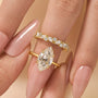 4.0Ct Marquise Cut Wedding Ring Set With Marquise Cut & Round Cut Wedding Band - louilyjewelry