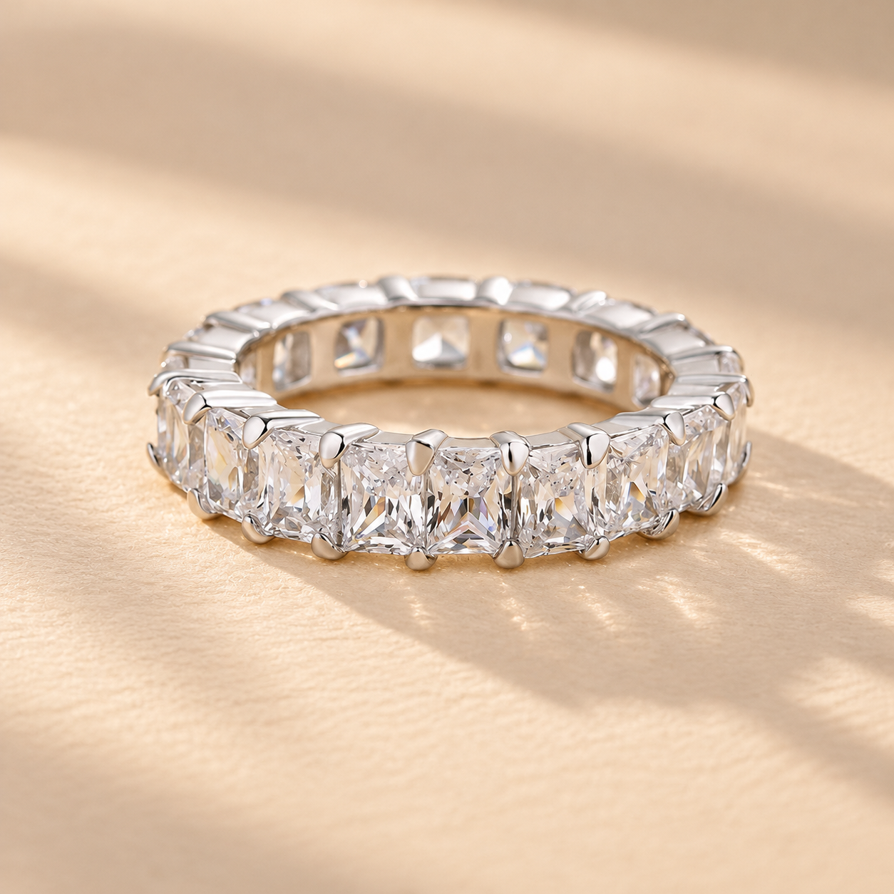Louily Unique Cushion & Radiant Cut Women's Wedding Band In Sterling Silver