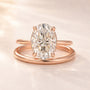 Moissanite 4.0Ct Solitaire Oval Cut Engagement Ring with Plain Wedding Band - louilyjewelry