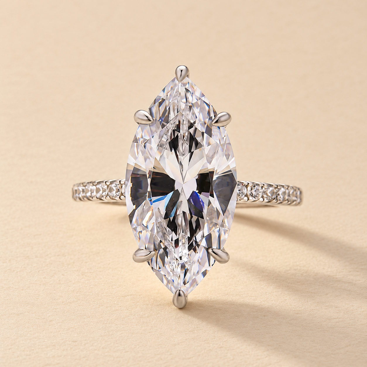 6.0Ct Marquise Cut Engagement Ring Travel Ring In Sterling Silver