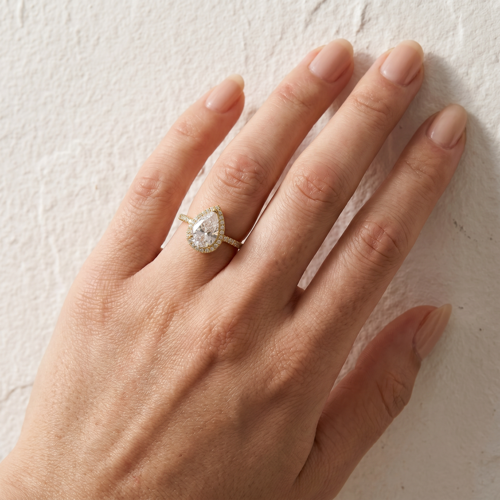 Louily Halo 2.2Carat Pear Cut Engagement Ring In Sterling Silver