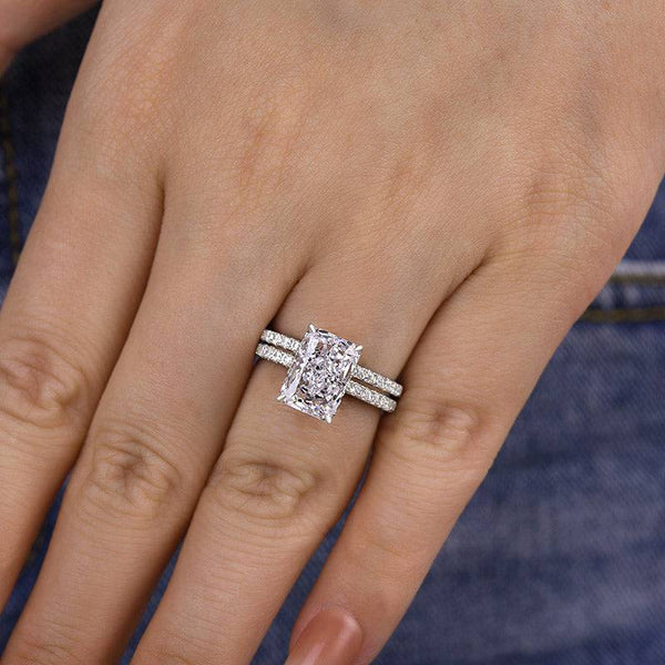 Louily Moissanite Radiant Cut Wedding Ring Set