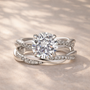 Louily Moissanite 2.0 Carat Round Cut Twist Wedding Ring Set - louilyjewelry