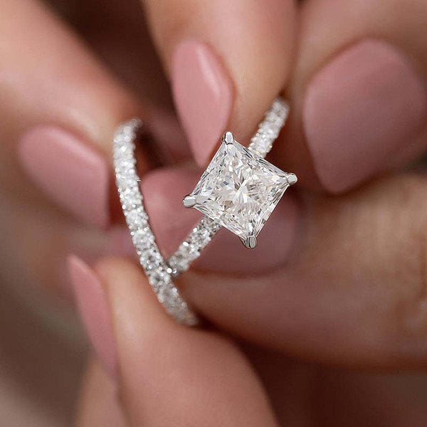 Louily Moissanite Princess Cut Wedding Ring Set