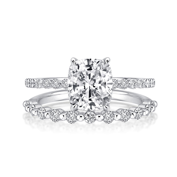 Louily Moissanite Cushion Cut Wedding Ring Set