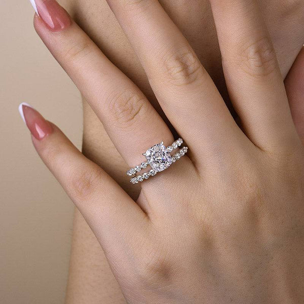 Louily Moissanite Cushion Cut Wedding Ring Set