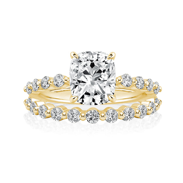 Louily Moissanite Cushion Cut Wedding Ring Set