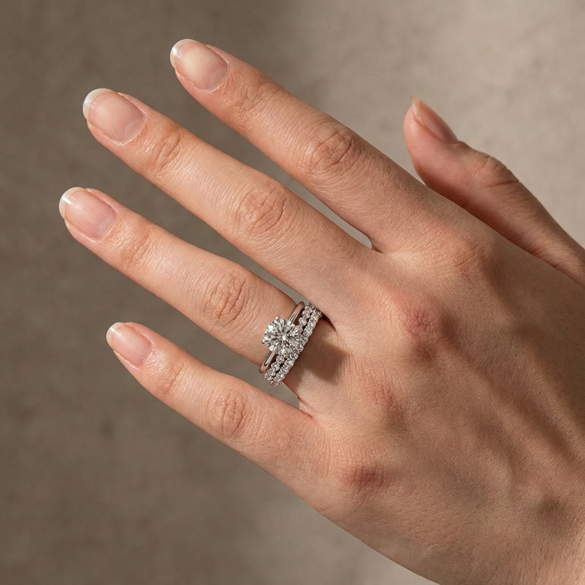 Moissanite Solitaire 2.0 Ct Round Cut White Gold Engagement Ring with Round & Marquise Accents Bands - louilyjewelry