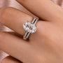 S925 Moissanite 4.0 Ct Oval Cut Wedding Ring Set In Sterling Silver Stackable Ring For Women
