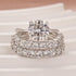 Moissanite 2.0Ct Round Cut Engagement Ring with Half Round Cut Wedding Band - louilyjewelry